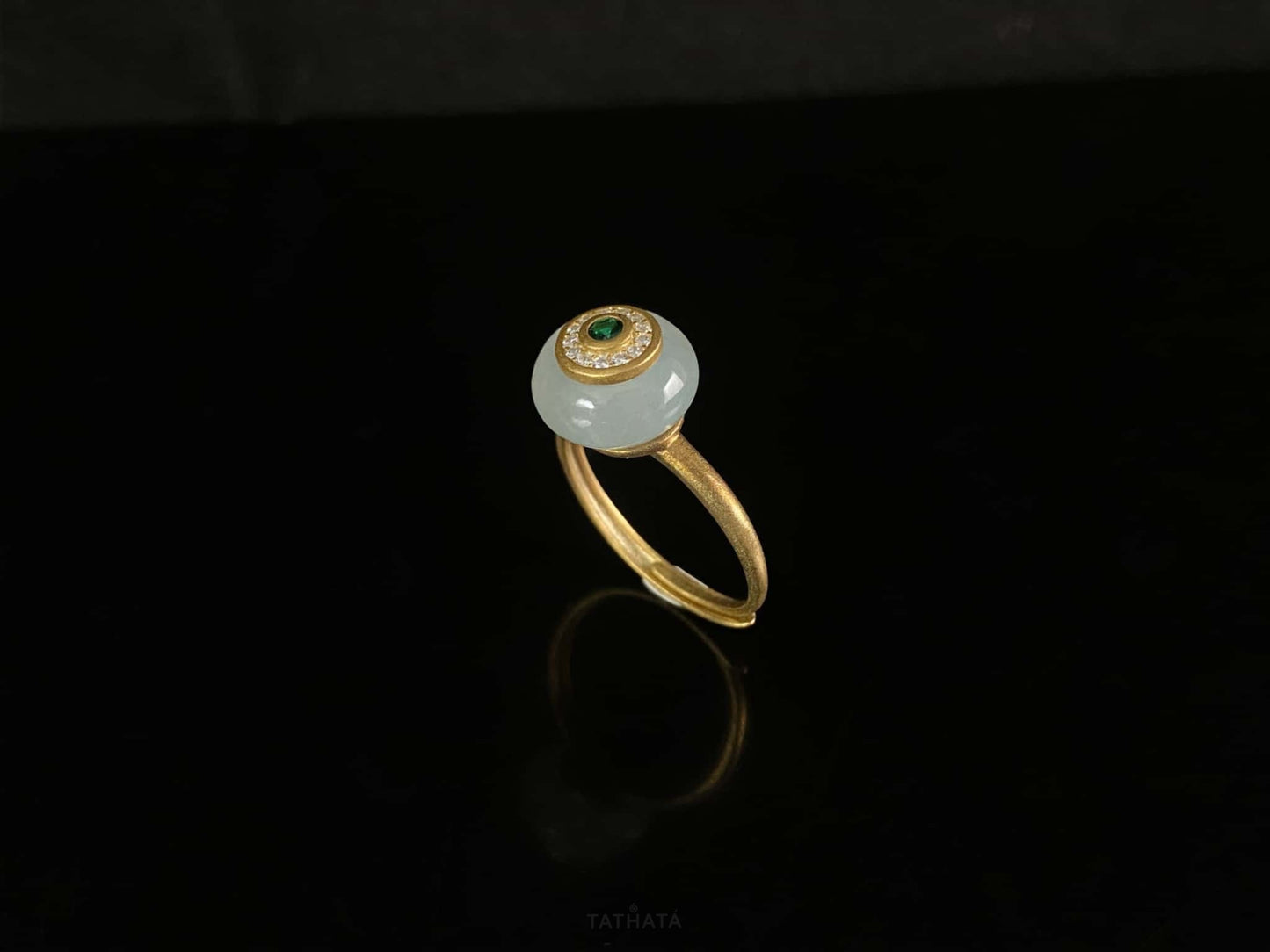 Clear Dew White Ice Lucky Donut · Nature Burmese Jadeite Ring