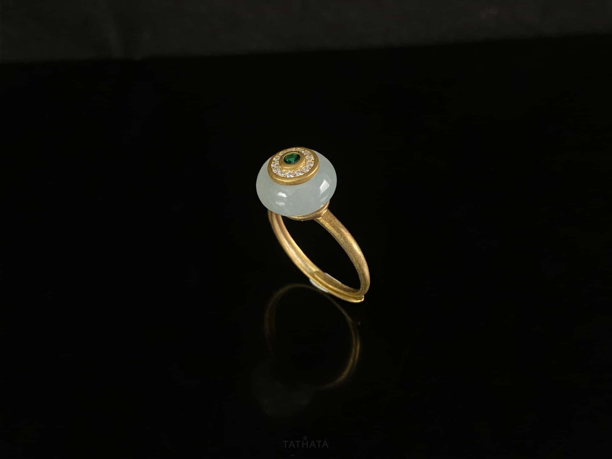 Clear Dew White Ice Lucky Donut · Nature Burmese Jadeite Ring