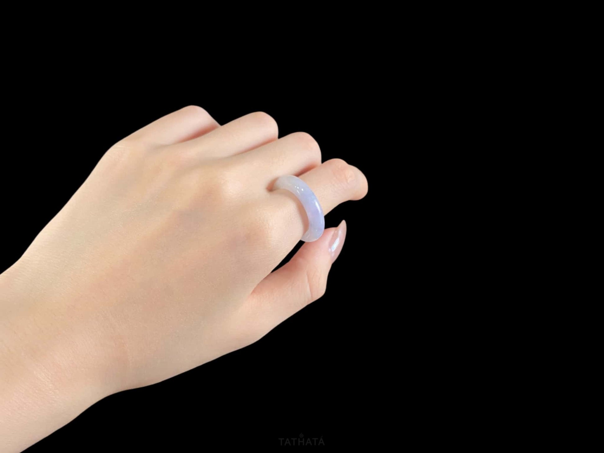 Pale Lavender Icy White · Nature Burmese Jadeite Ring
