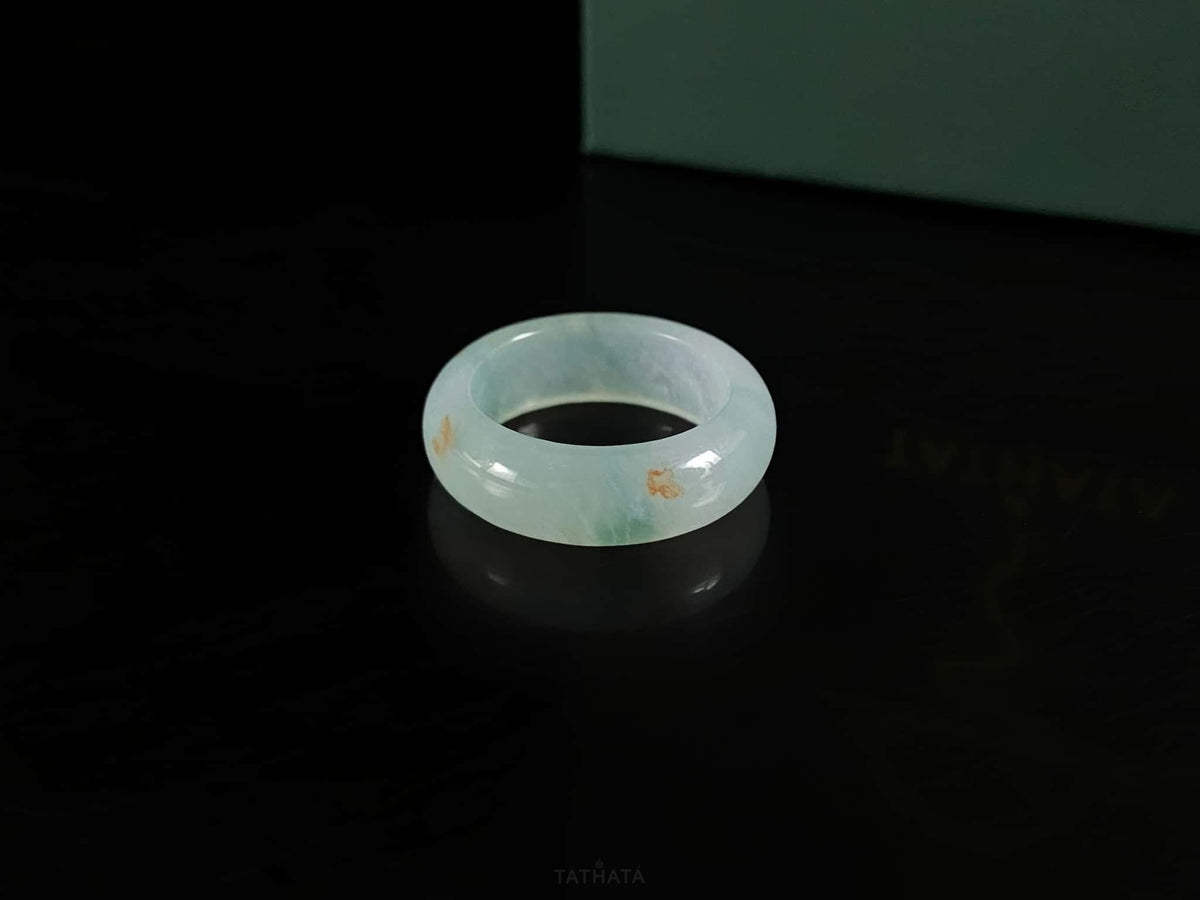 Trending Now 🎉 Aqua‑Haze Gilded‑Speck Luminescence · Nature Burmese Jadeite Ring