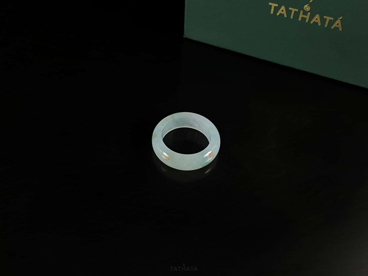 Trending Now 🎉 Aqua‑Haze Gilded‑Speck Luminescence · Nature Burmese Jadeite Ring