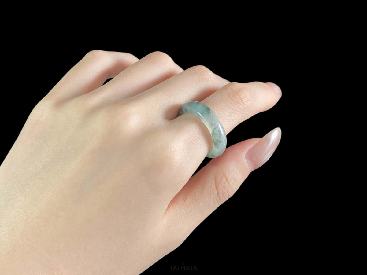 Best Seller 🪄 Turquoise Veiled Icy Mist · Nature Burmese Jadeite Ring
