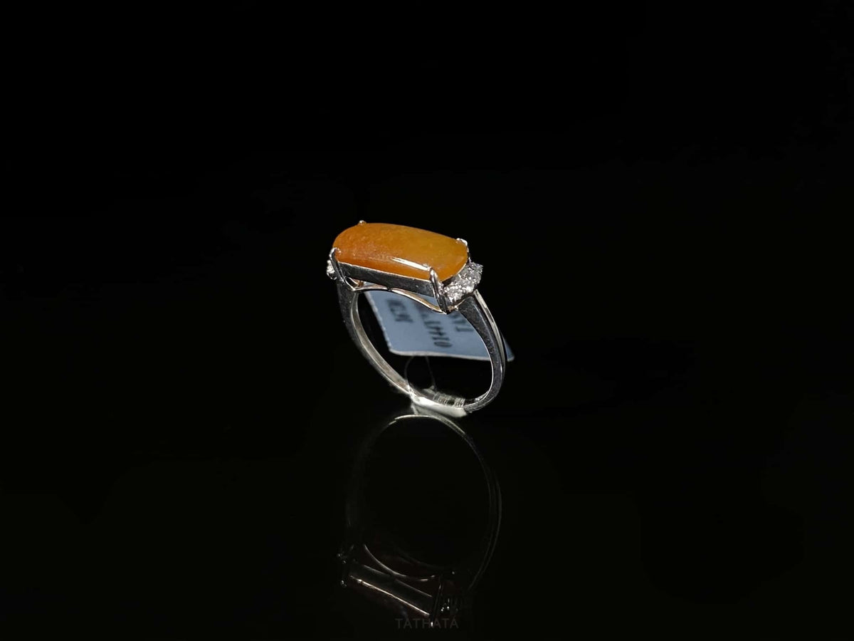 Sunset Amber · Nature Burmese Jadeite Ring (16mm)
