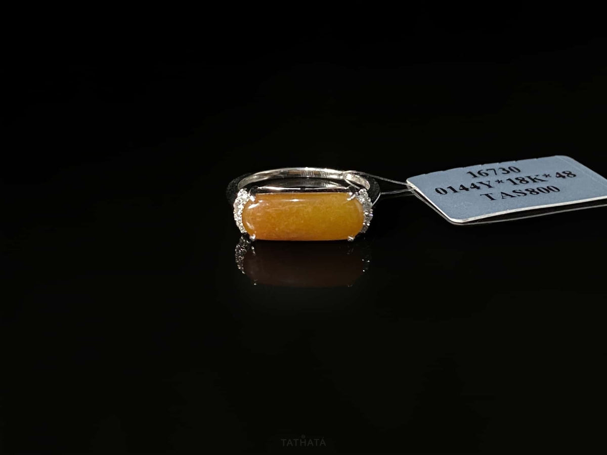 Sunset Amber · Nature Burmese Jadeite Ring (16mm)
