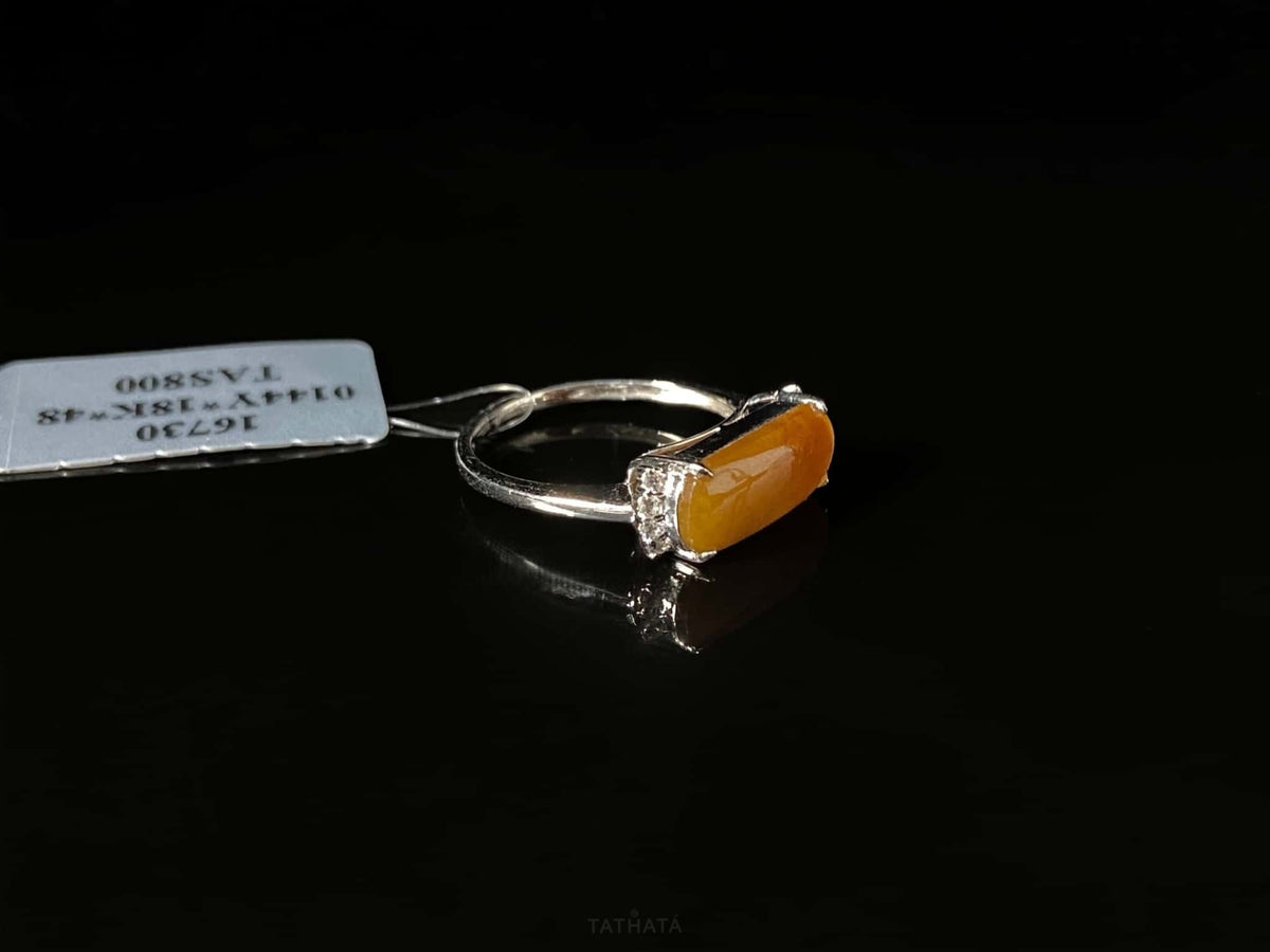 Sunset Amber · Nature Burmese Jadeite Ring (16mm)