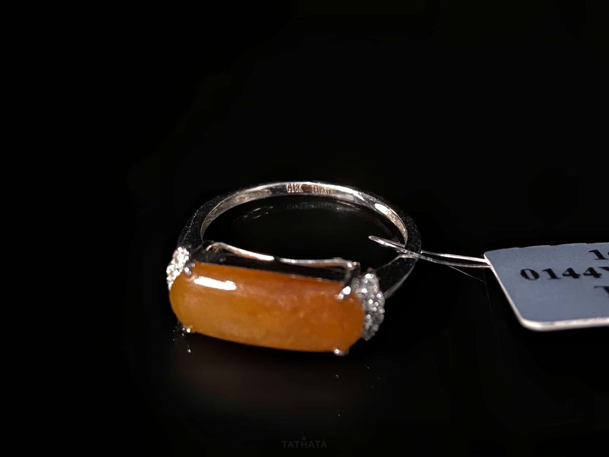 Sunset Amber · Nature Burmese Jadeite Ring (16mm)