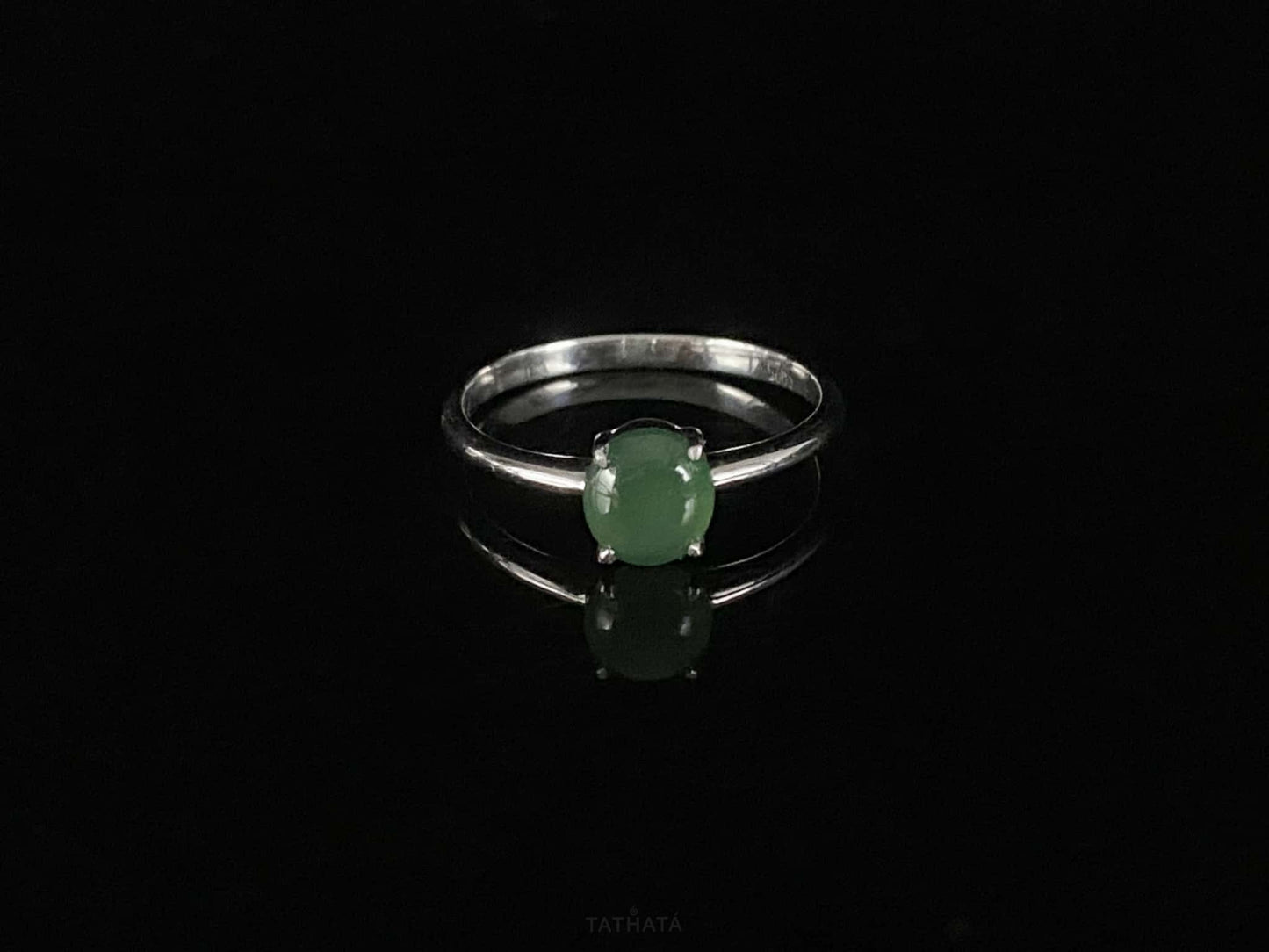 Lagoon‑Green Cabochon · Nature Burmese Jadeite Ring（17mm）
