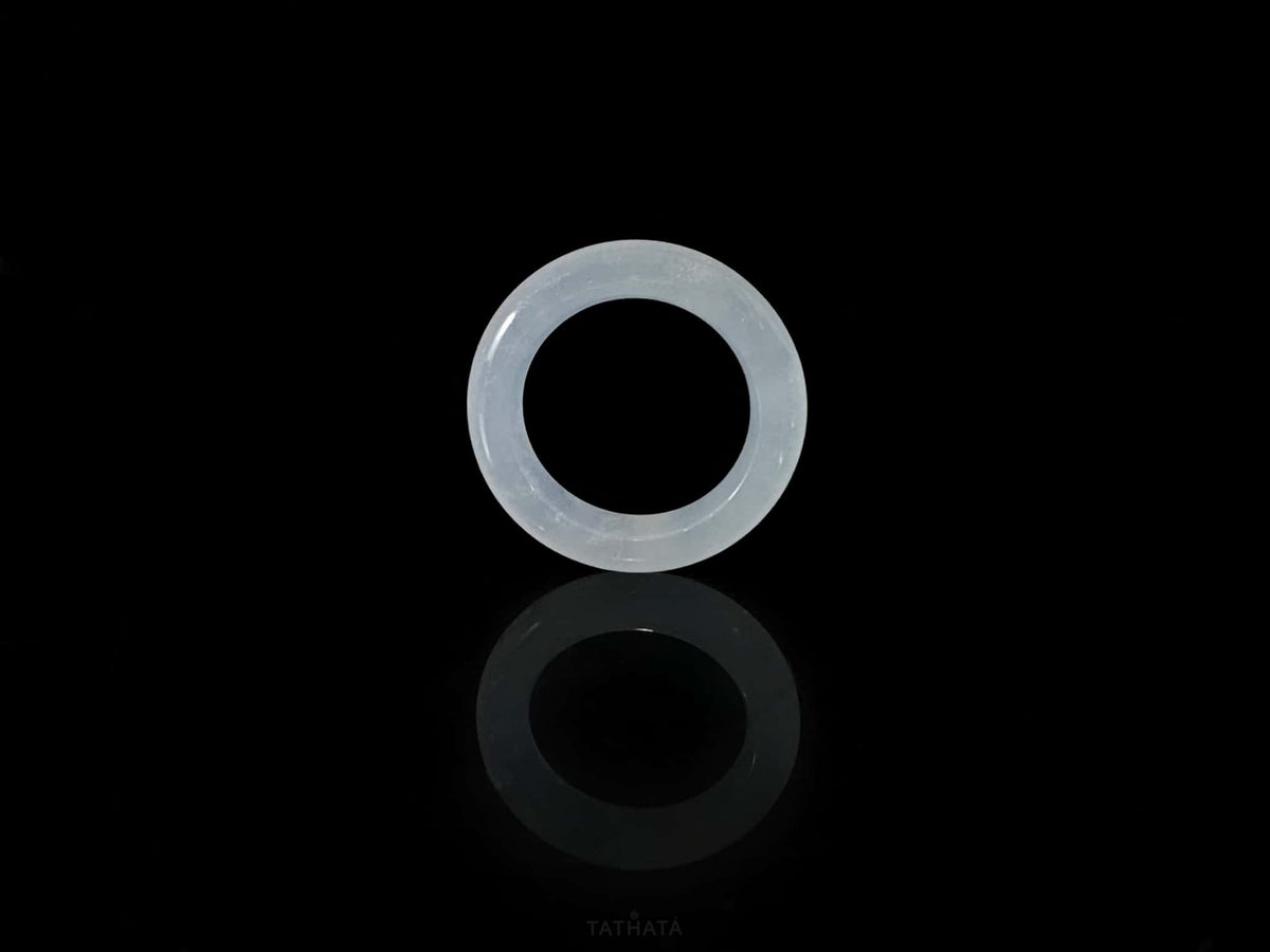 Frost Icy White · Nature Burmese Jadeite Ring (17mm)