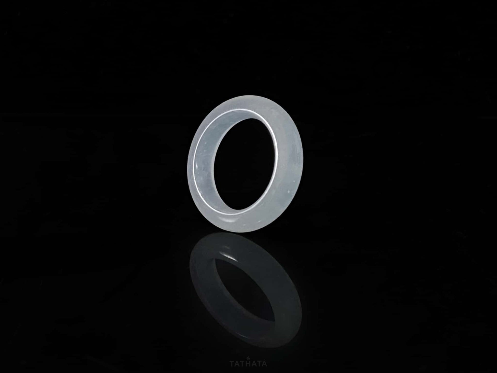 Frost Icy White · Nature Burmese Jadeite Ring (17mm)