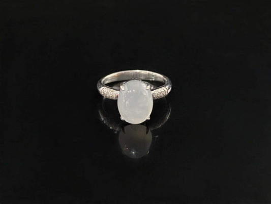 A moonlit ice cabochon jadeite ring.