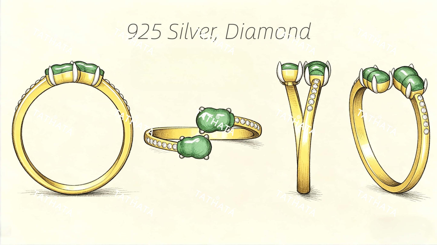 A bright green double gourd jadeite ring.