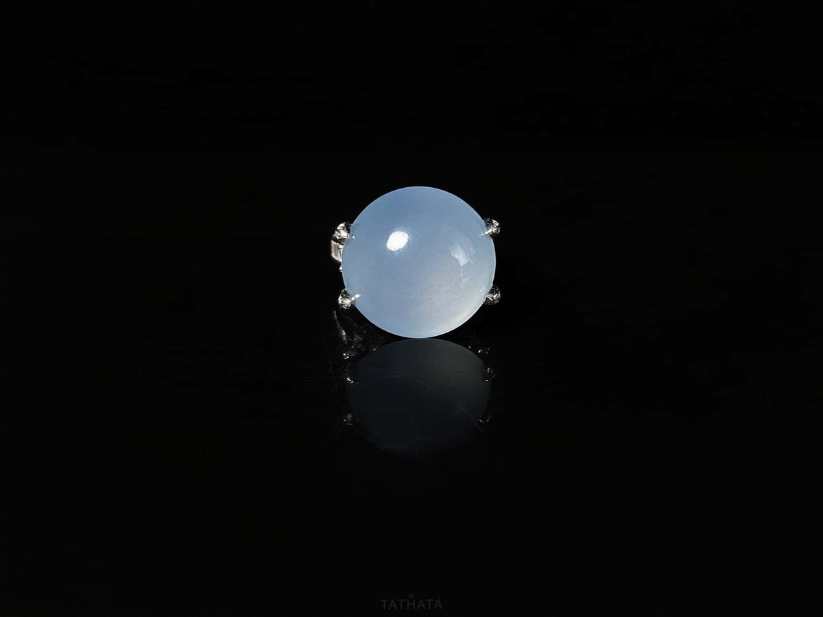 Luxury Collection 🩵 Ethereal Sky Blue Cabochon · Nature Burmese Jadeite Ring