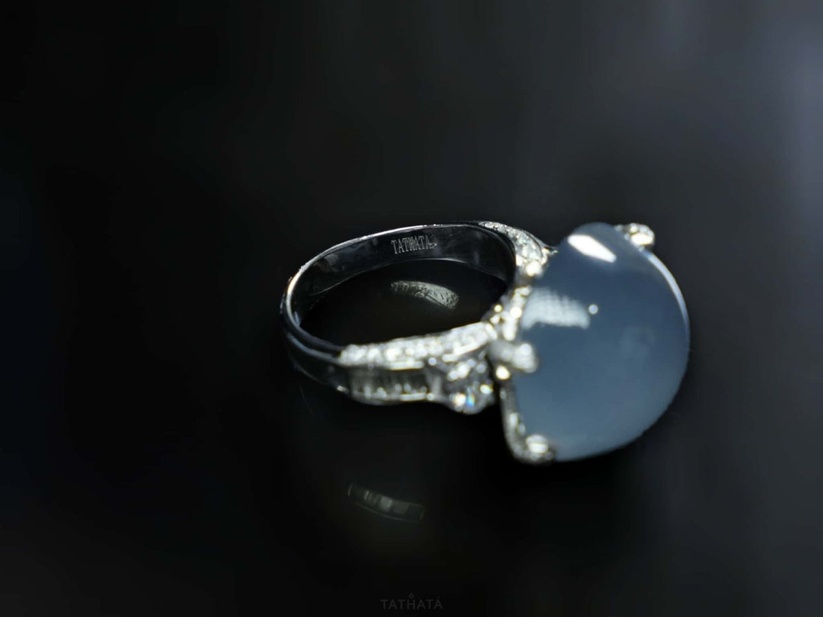 Luxury Collection 🩵 Ethereal Sky Blue Cabochon · Nature Burmese Jadeite Ring