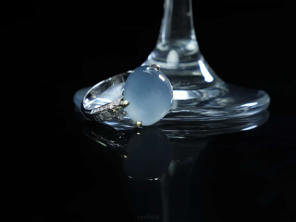 Luxury Collection 🩵 Ethereal Sky Blue Cabochon · Nature Burmese Jadeite Ring