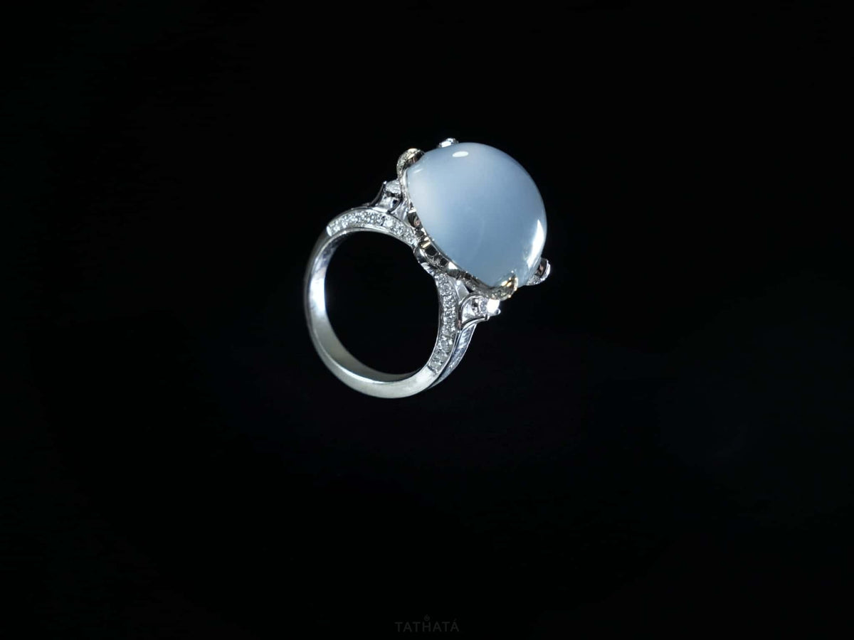 Luxury Collection 🩵 Ethereal Sky Blue Cabochon · Nature Burmese Jadeite Ring