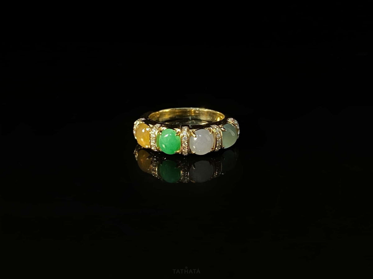 Exclusive 🍭 Rainbow Dew · Nature Burmese Jadeite Ring (16mm)