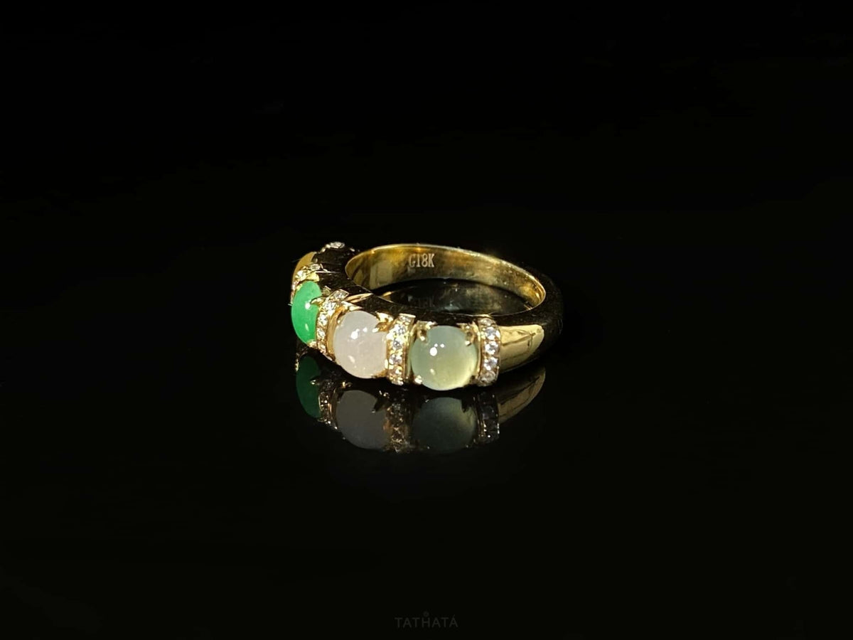 Exclusive 🍭 Rainbow Dew · Nature Burmese Jadeite Ring (16mm)