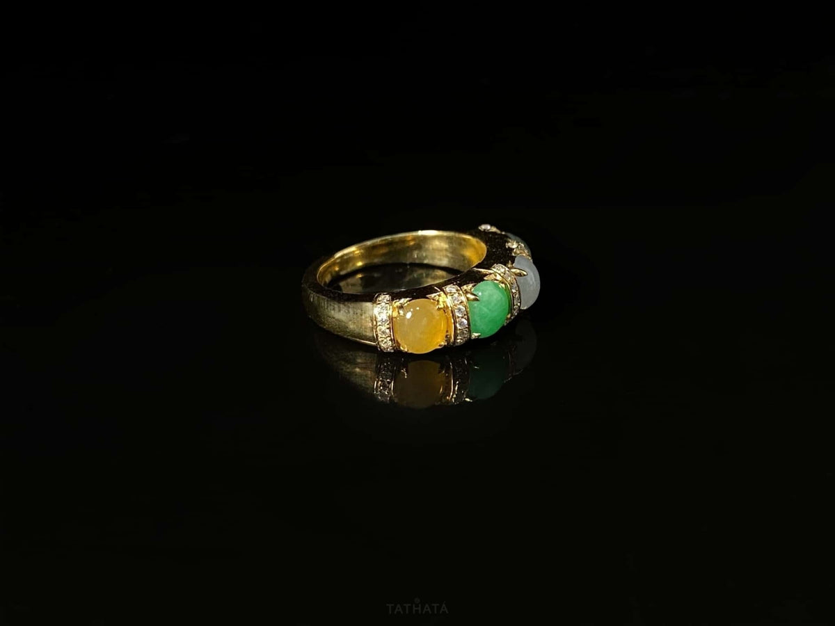 Exclusive 🍭 Rainbow Dew · Nature Burmese Jadeite Ring (16mm)