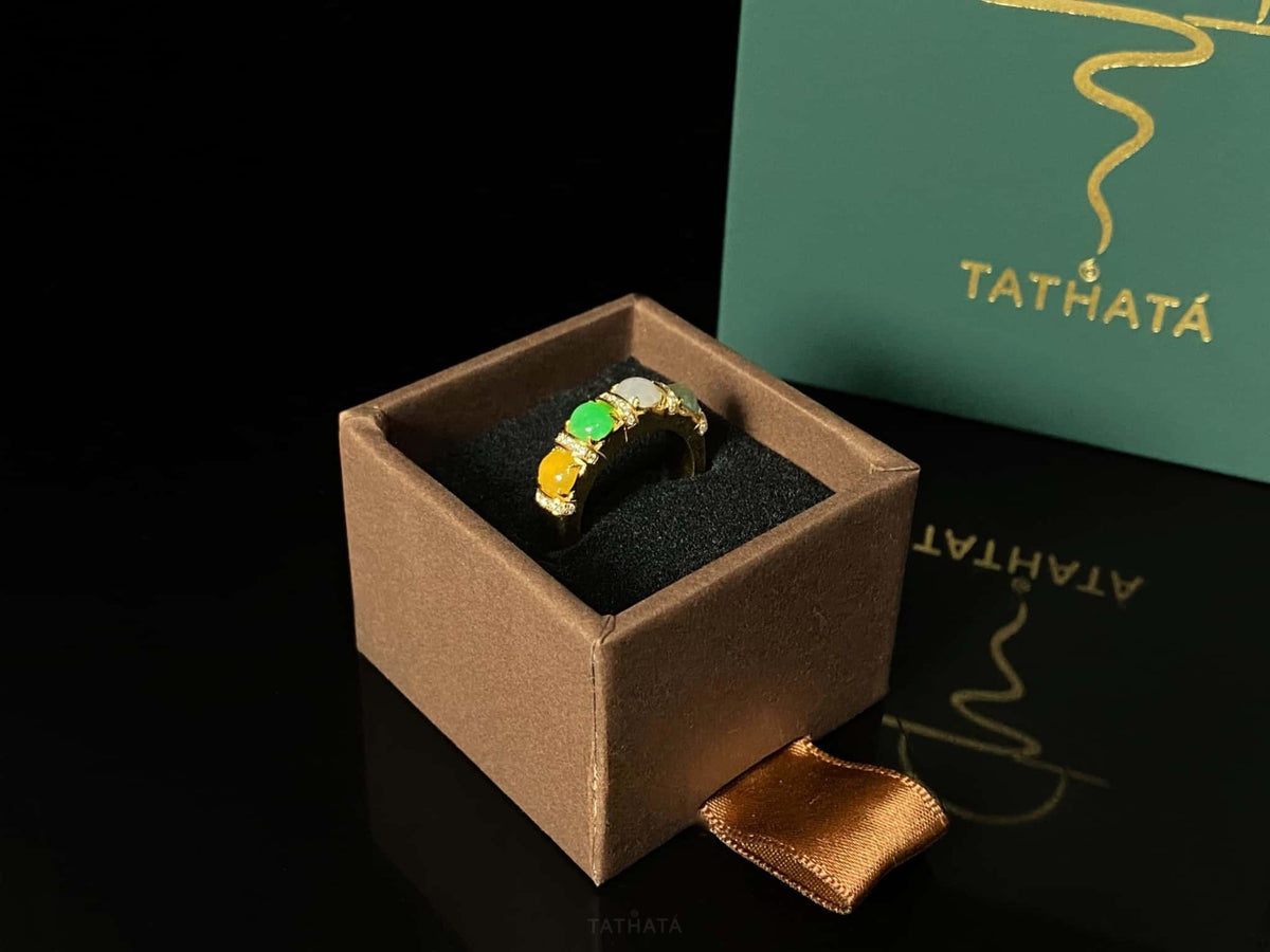 Exclusive 🍭 Rainbow Dew · Nature Burmese Jadeite Ring (16mm)