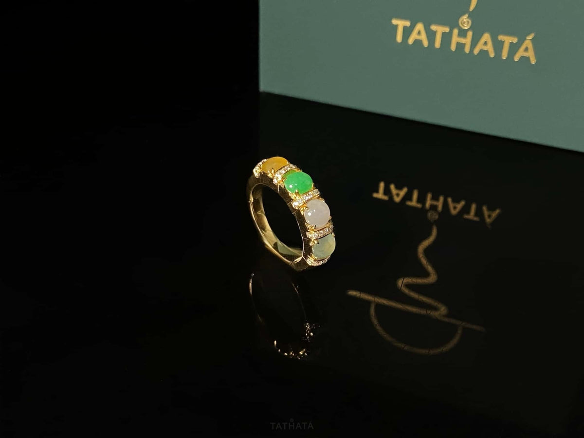 Exclusive 🍭 Rainbow Dew · Nature Burmese Jadeite Ring (16mm)