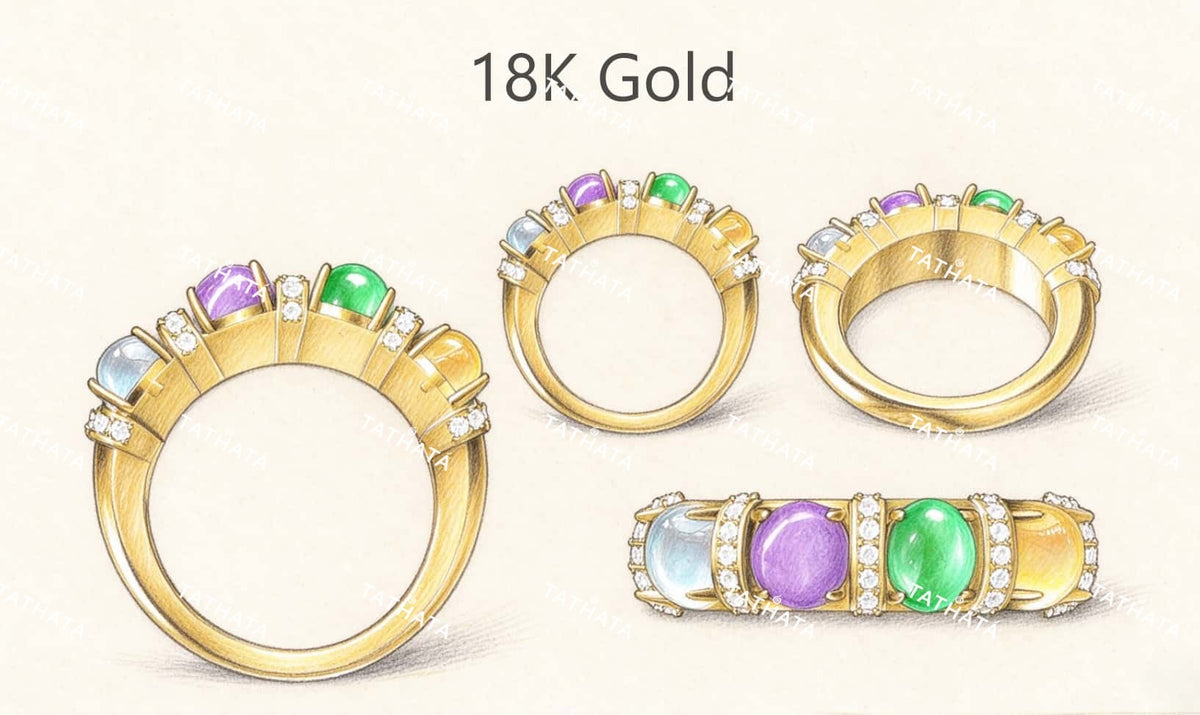 Exclusive 🍭 Rainbow Dew · Nature Burmese Jadeite Ring (16mm)