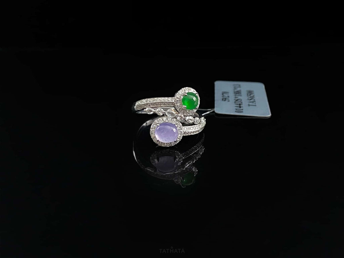 Mist Violet Lime Twin Glow · Nature Burmese Jadeite Ring (16mm)