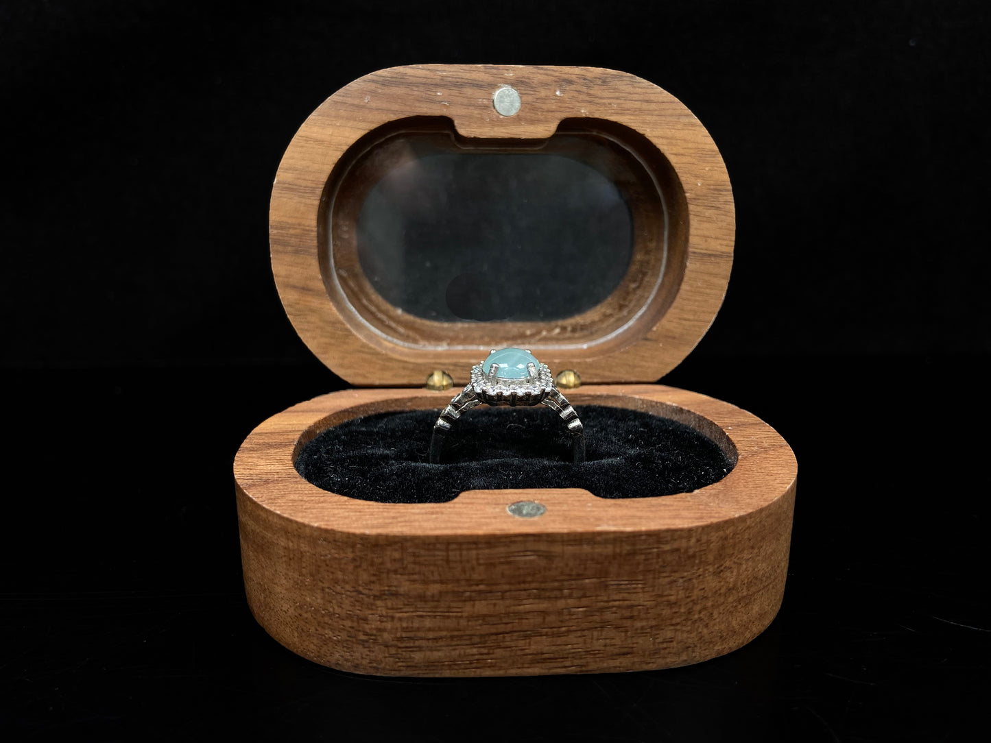 A cool aqua icy purity jadeite ring.