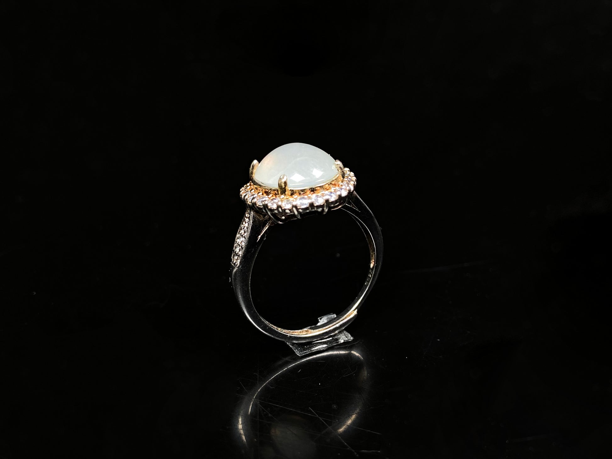 A milky dew serenade jadeite ring.