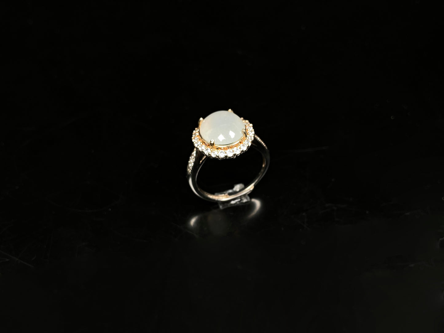A milky dew serenade jadeite ring.