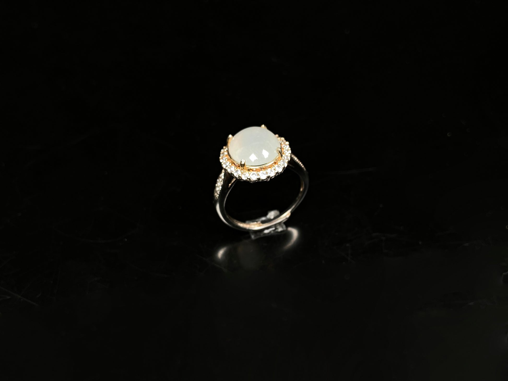 A milky dew serenade jadeite ring.