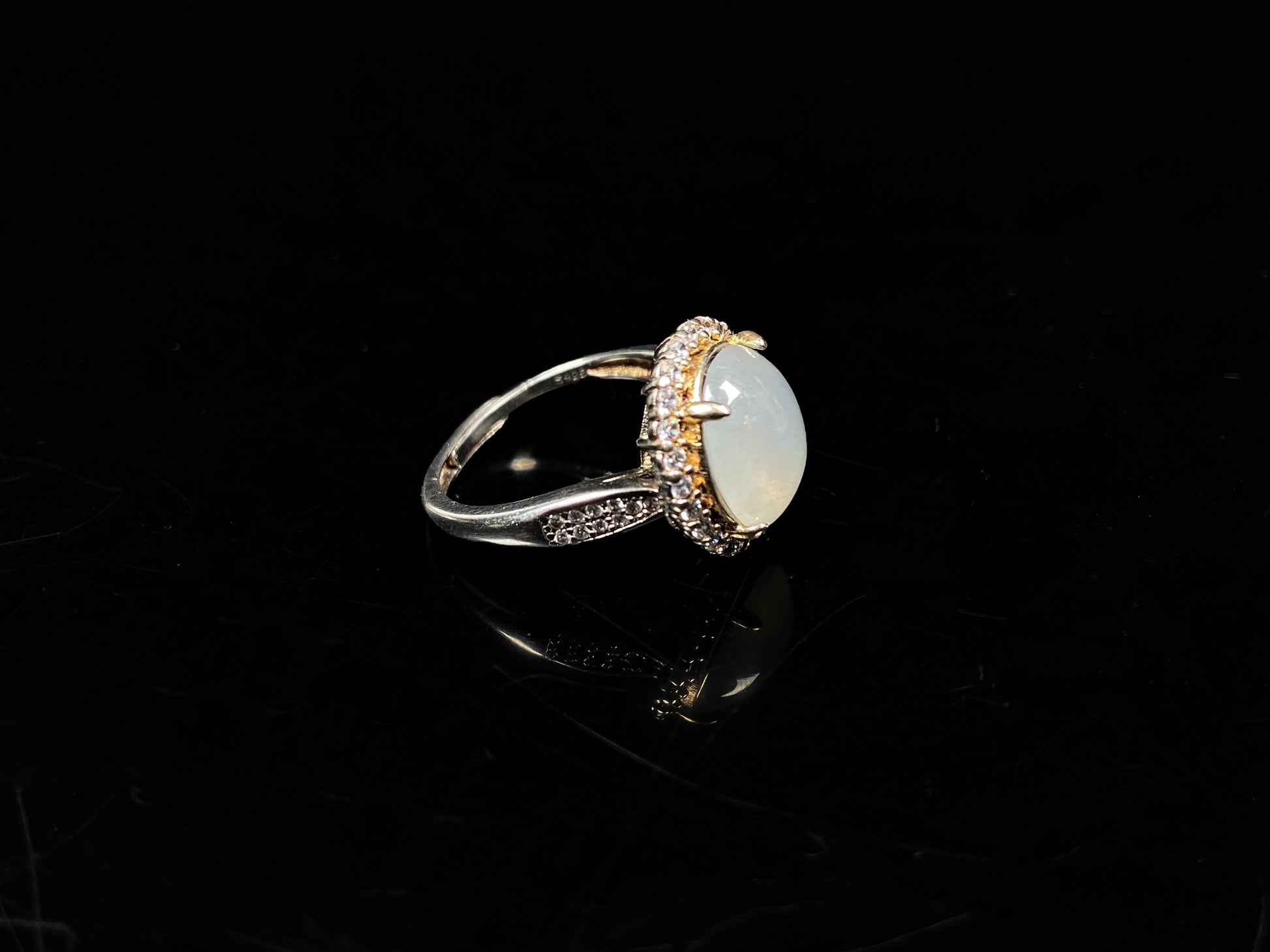 A milky dew serenade jadeite ring.