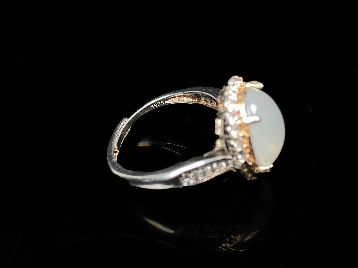 A milky dew serenade jadeite ring.