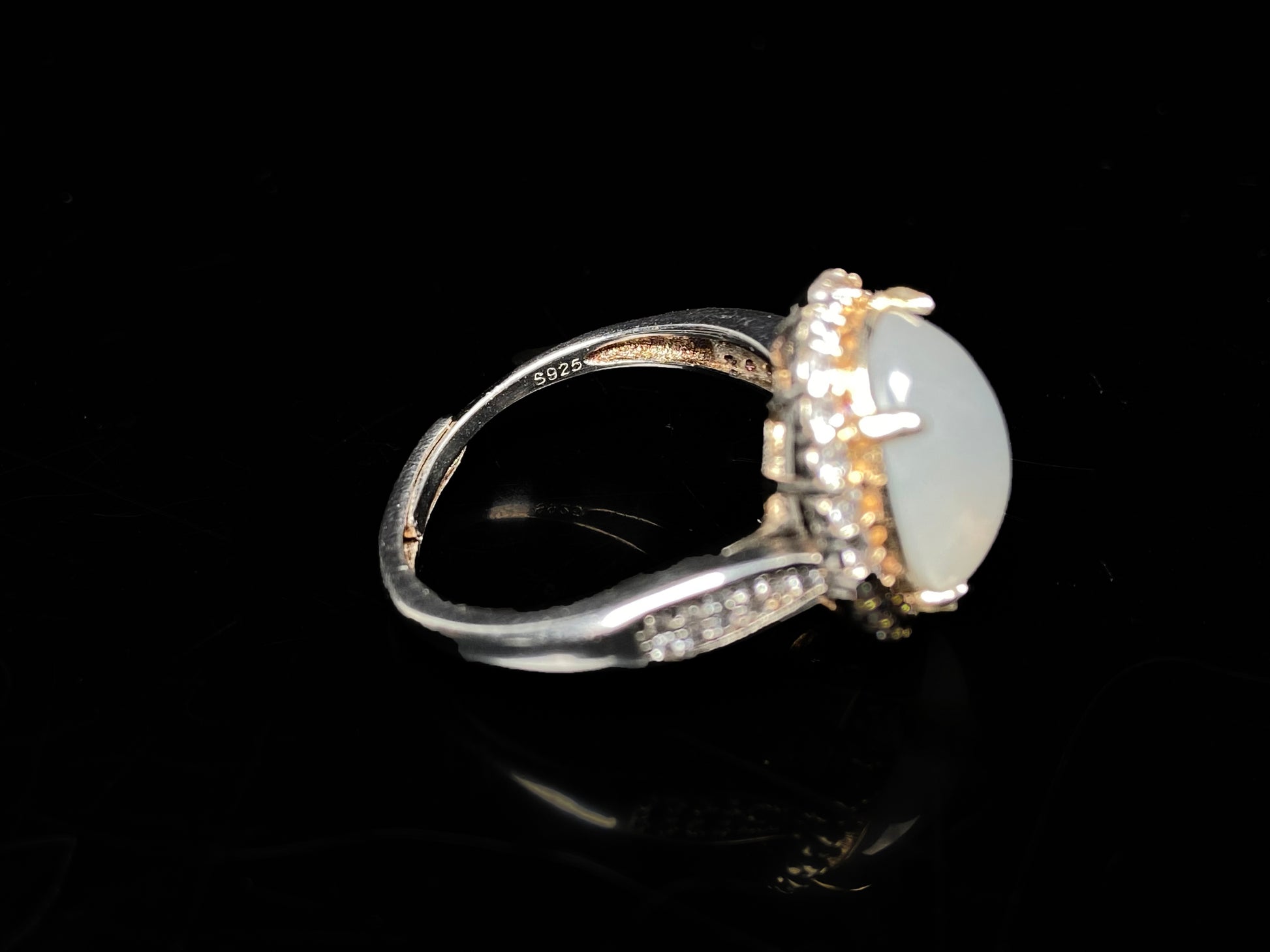 A milky dew serenade jadeite ring.
