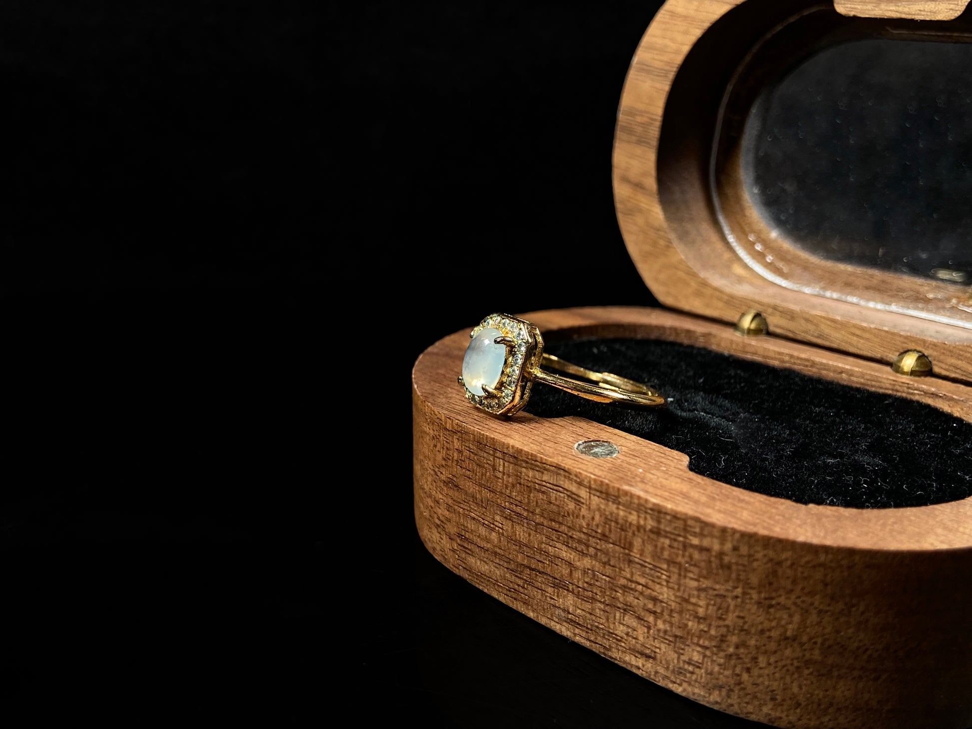 A icy moonlit bloom jadeite ring.