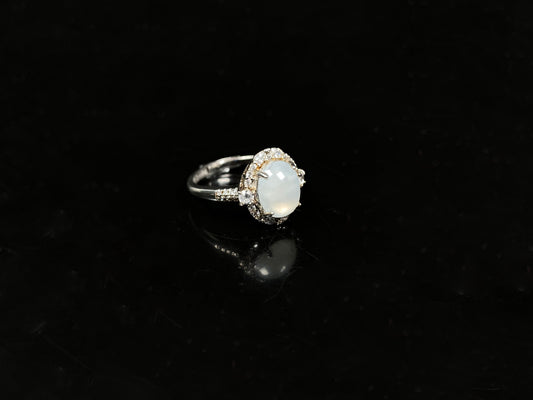 A misty moonlight jadeite ring.