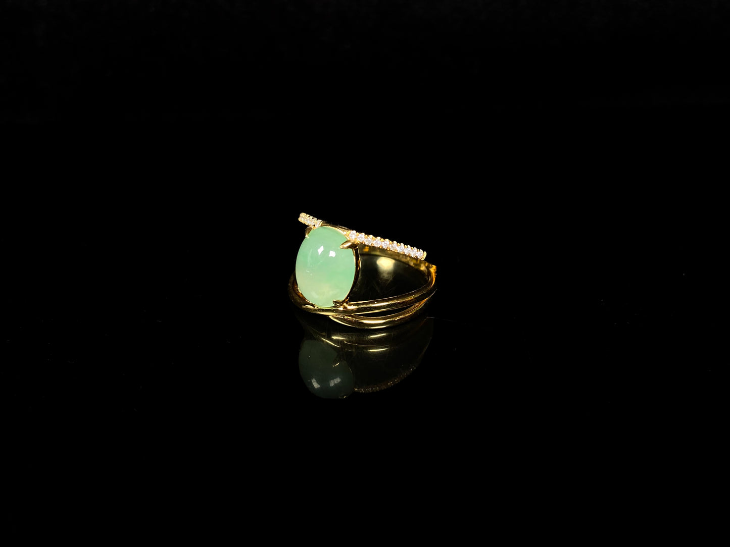 A dual line fresh green jadeite ring.