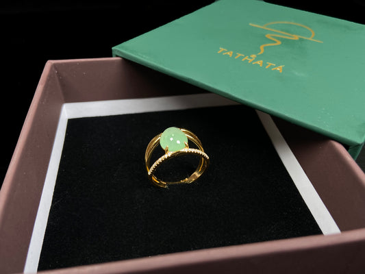 A dual line fresh green jadeite ring.