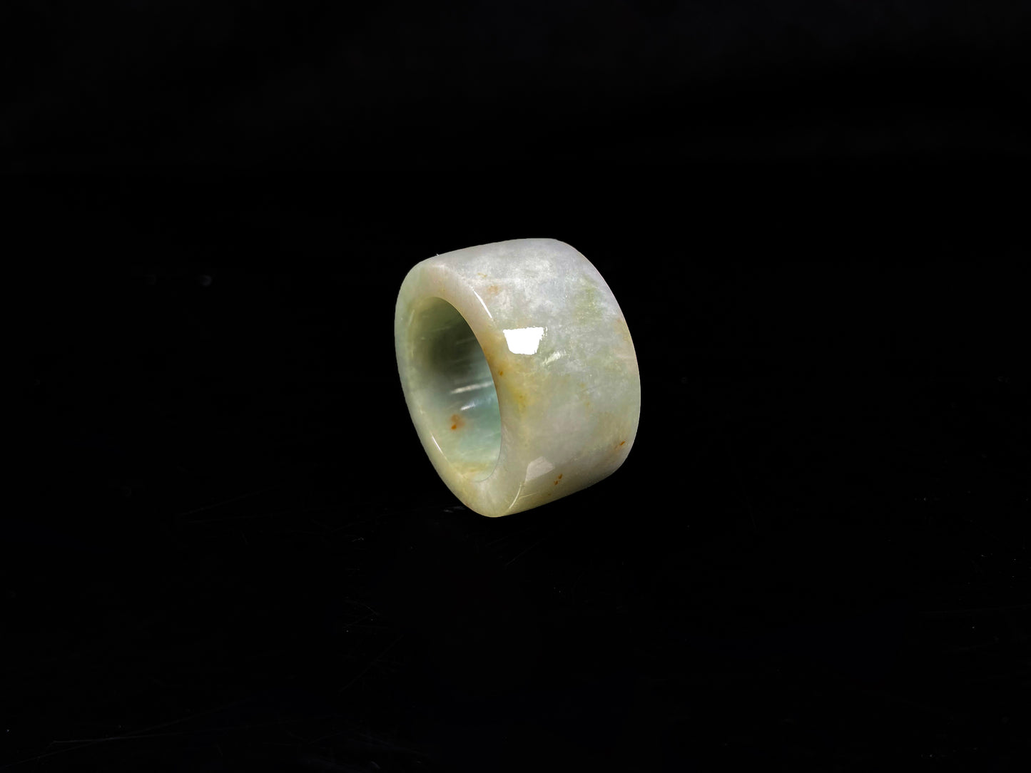 Noble Mint Gold Thumb Ring · Nature Burmese Jadeite Ring (21mm)