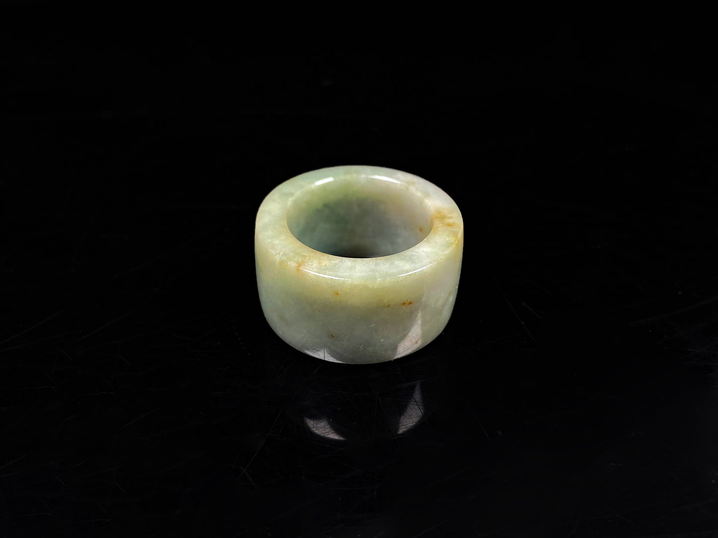 Noble Mint Gold Thumb Ring · Nature Burmese Jadeite Ring (21mm)