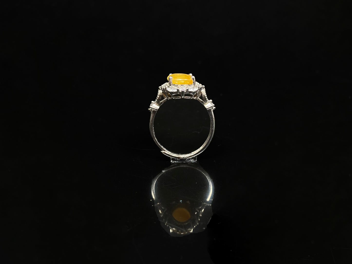 A honeyed hush glow jadeite ring.