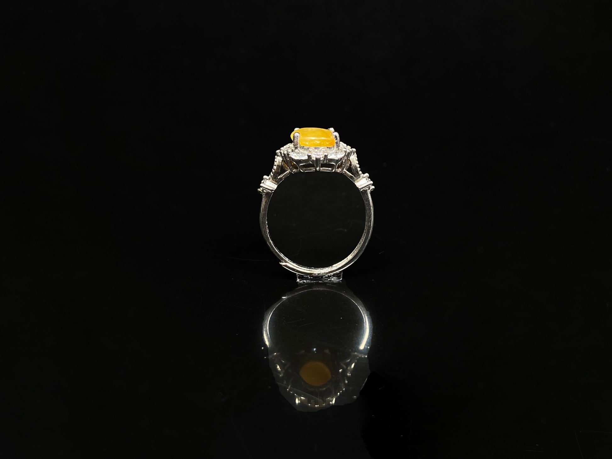 A honeyed hush glow jadeite ring.