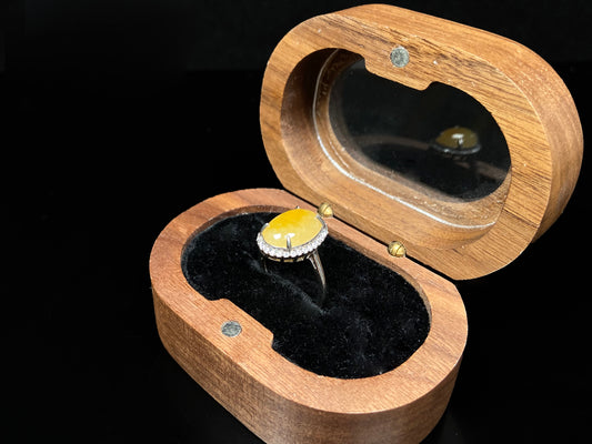 Sunlit Marigold Drop · Nature Burmese Jadeite Ring