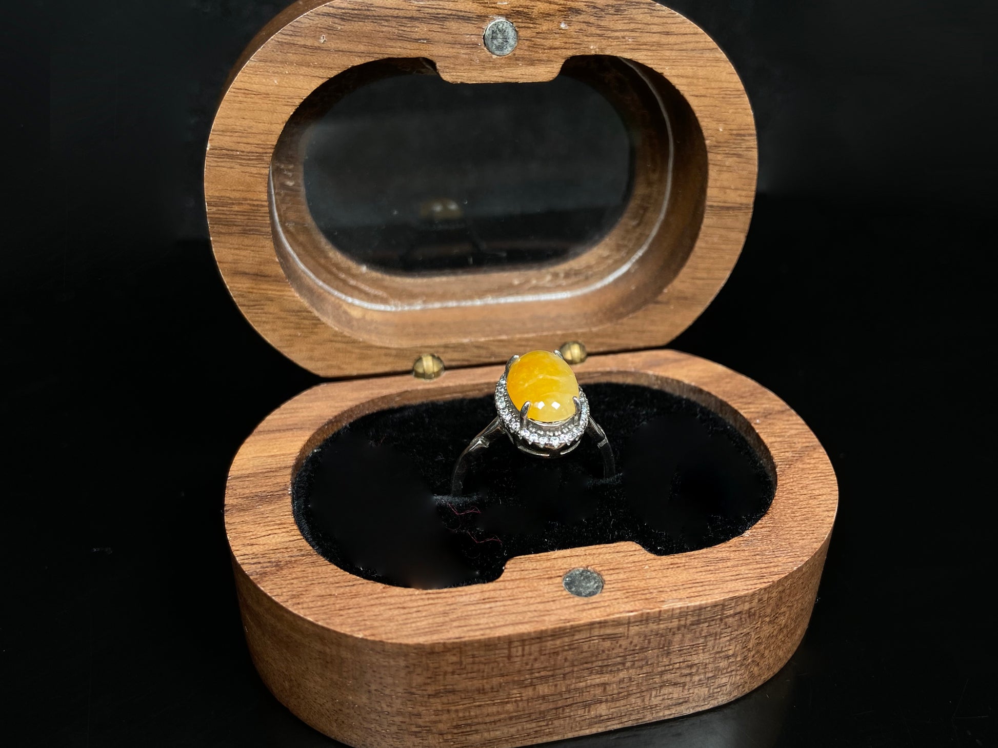 Autumn marigold whisper jadeite ring.