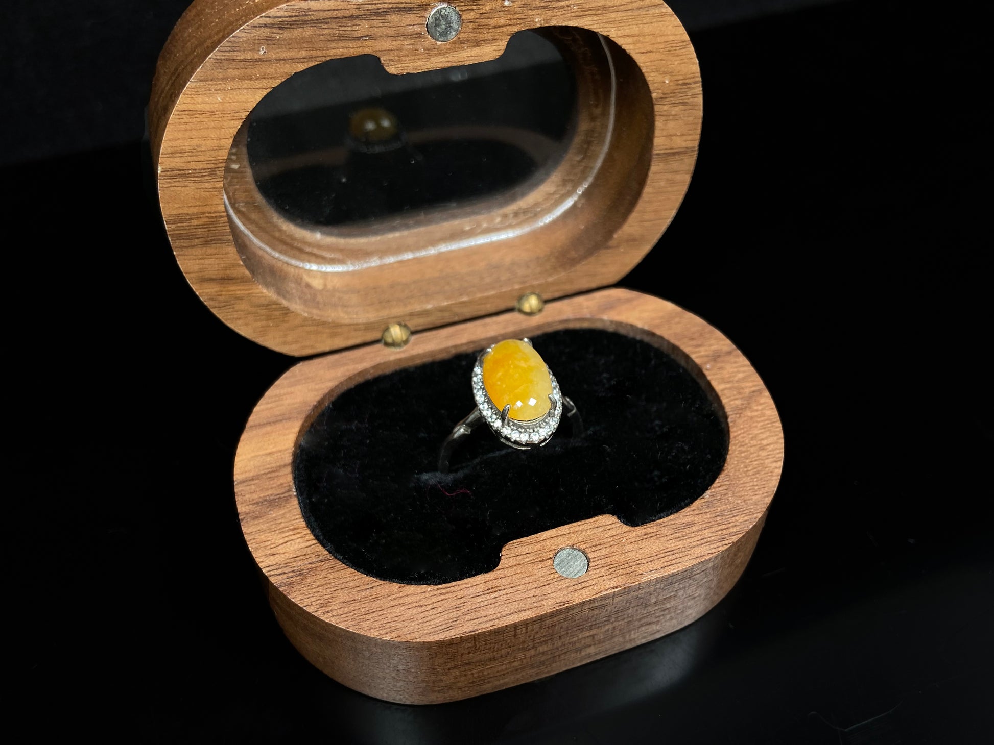 Autumn marigold whisper jadeite ring.