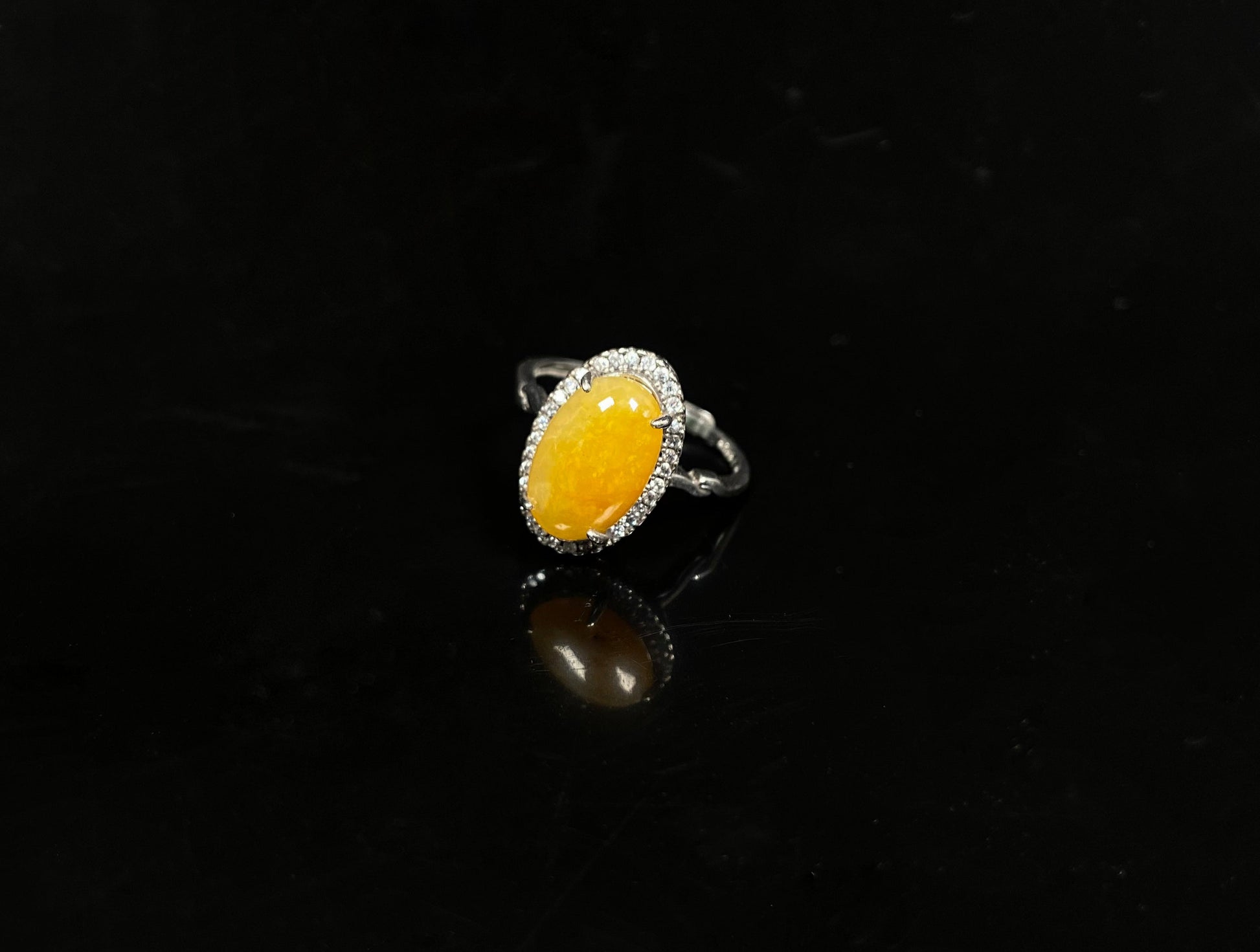 Autumn marigold whisper jadeite ring.