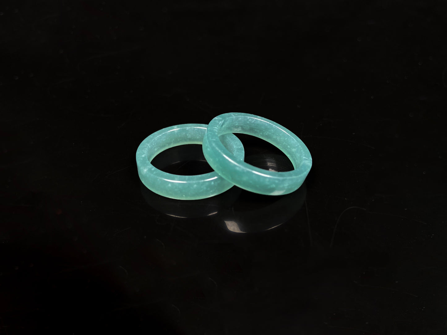 A icy teal mist hush jadeite ring.