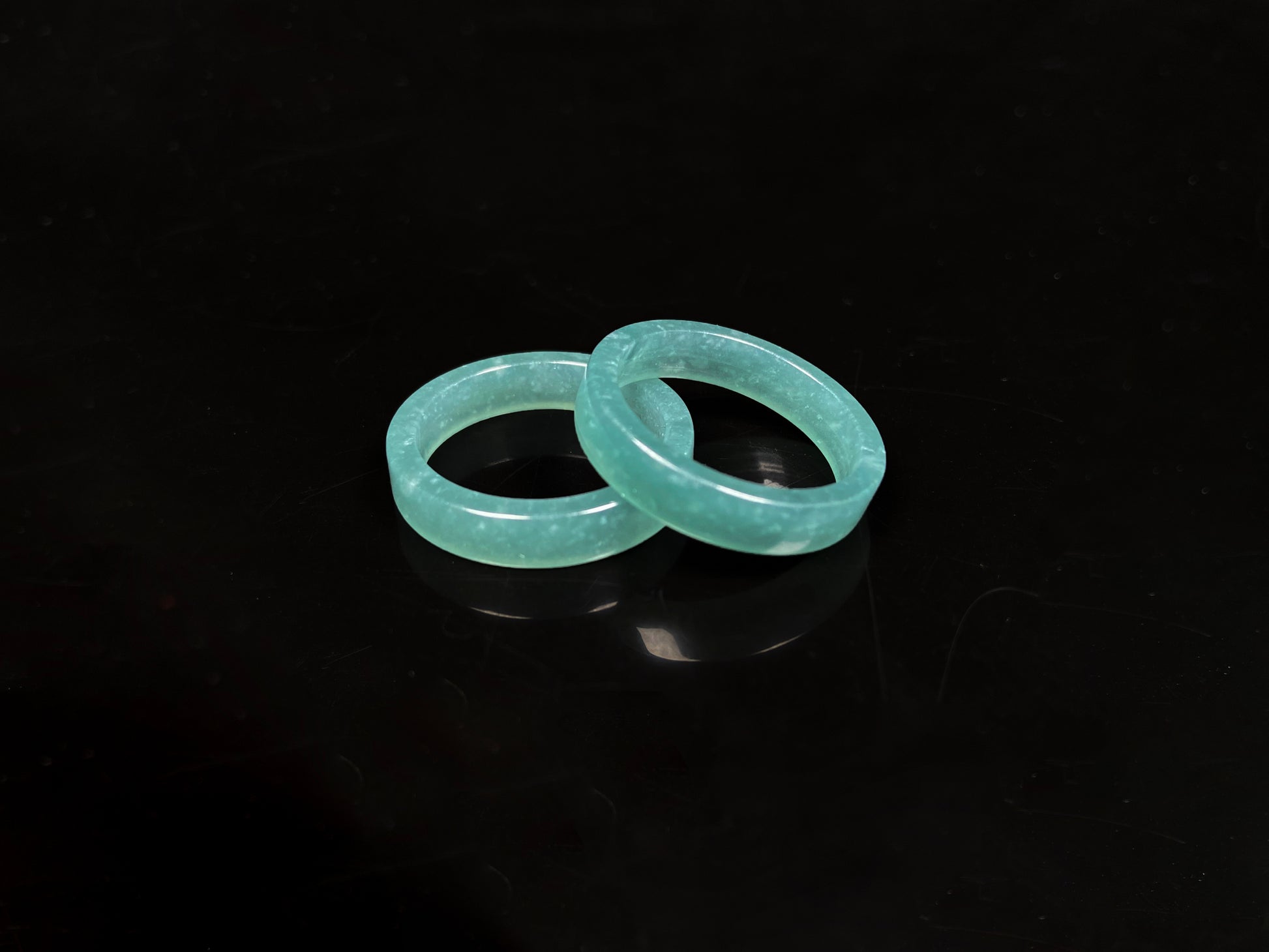 A icy teal mist hush jadeite ring.