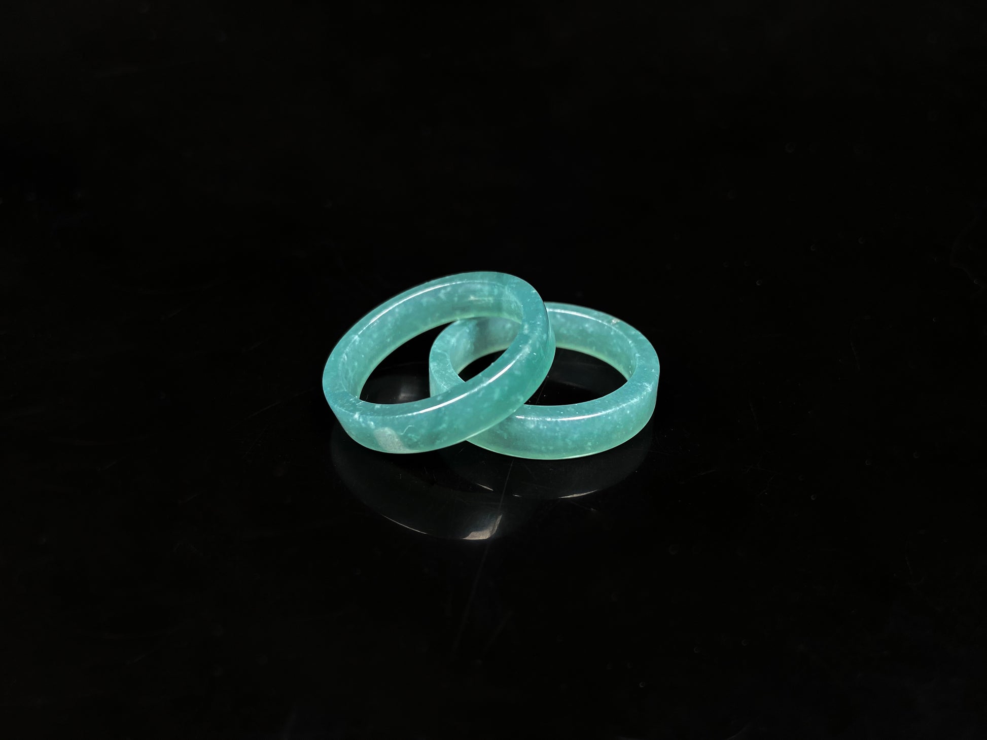 A icy teal mist hush jadeite ring.