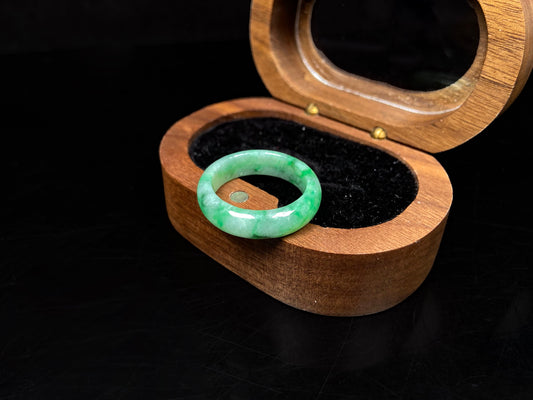 A sloating green soft veil jadeite ring.