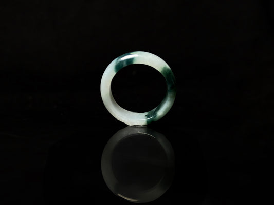 A ink green cloud jadeite ring.